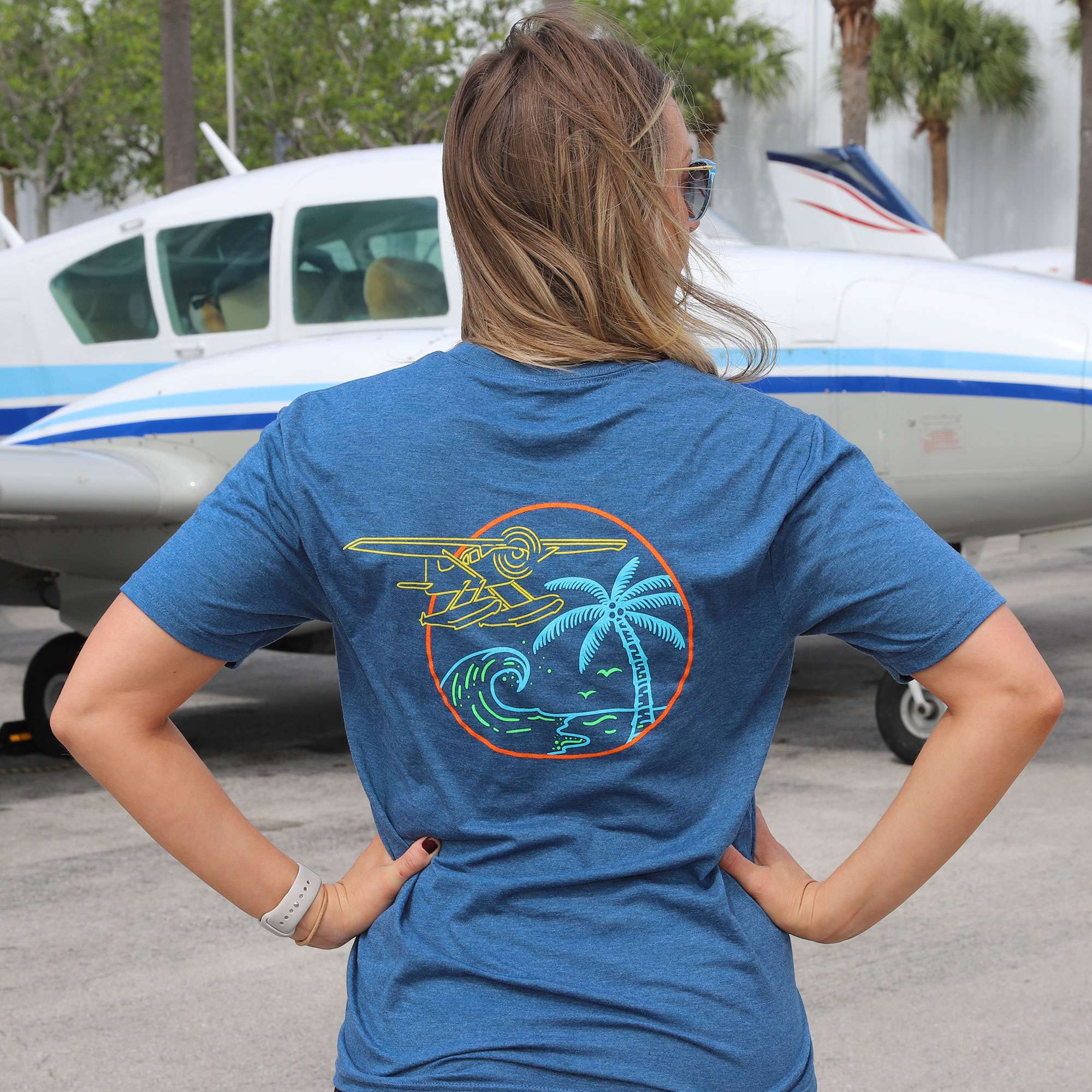Banyan Blue Palm Tree Seaplane T-Shirt – Banyan Pilot Shop