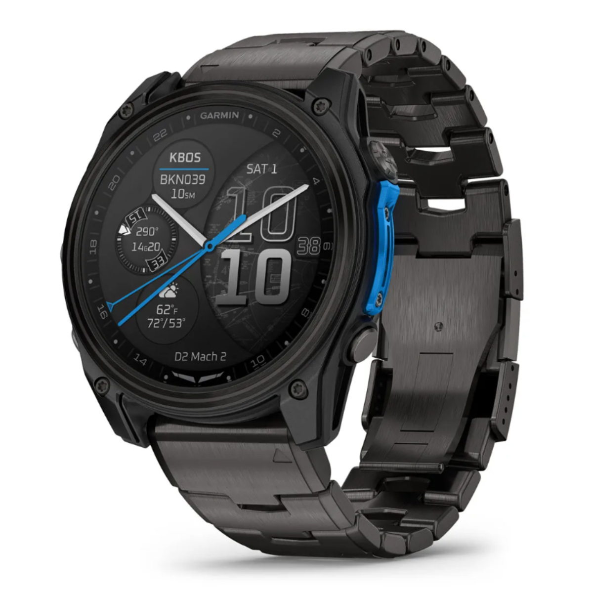 Garmin - D2 Mach 2 Aviation GPS Smartwatch 51 mm Fiber - Carbon Gray DLC Titanium