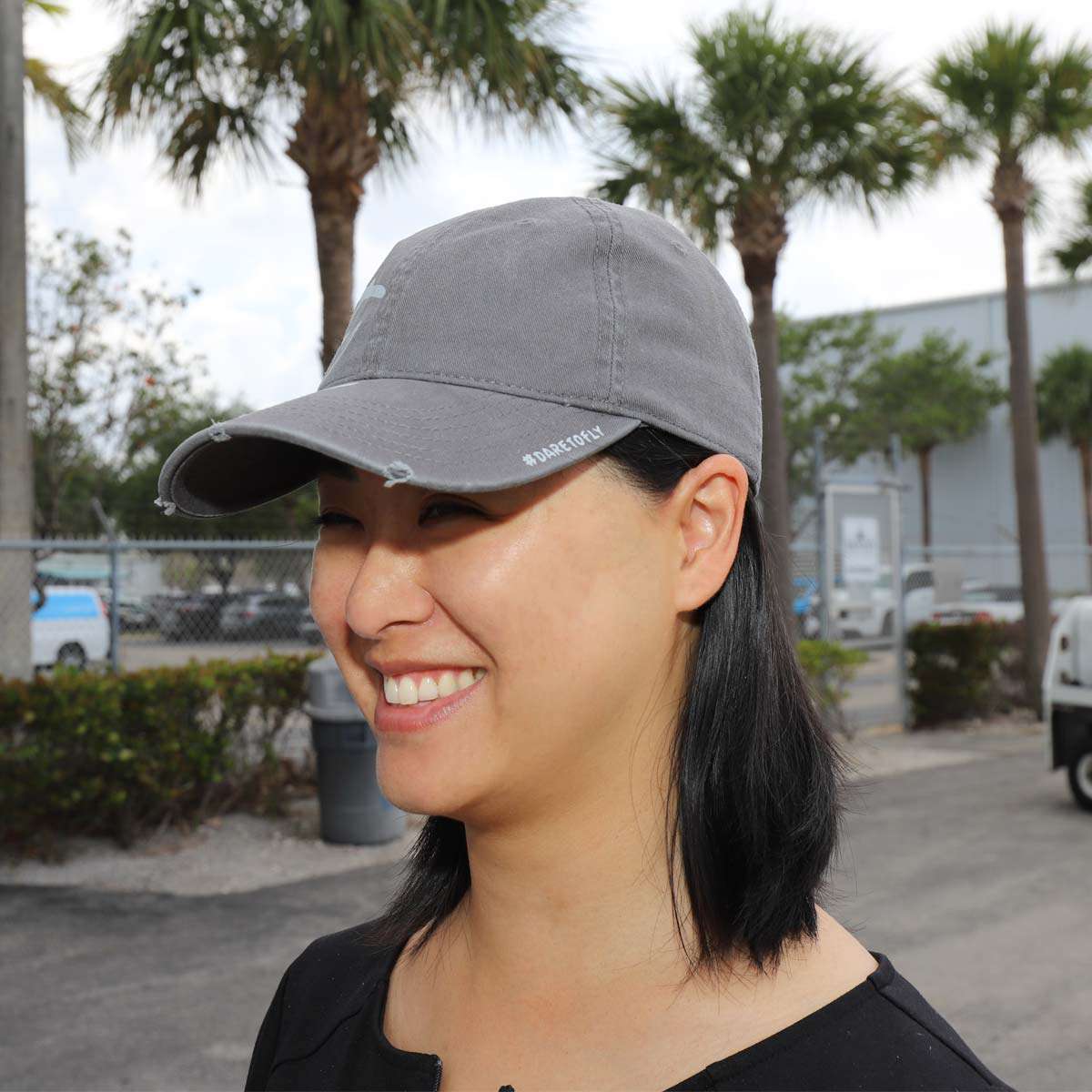 Dare To Fly Grey Distressed Hat image 2