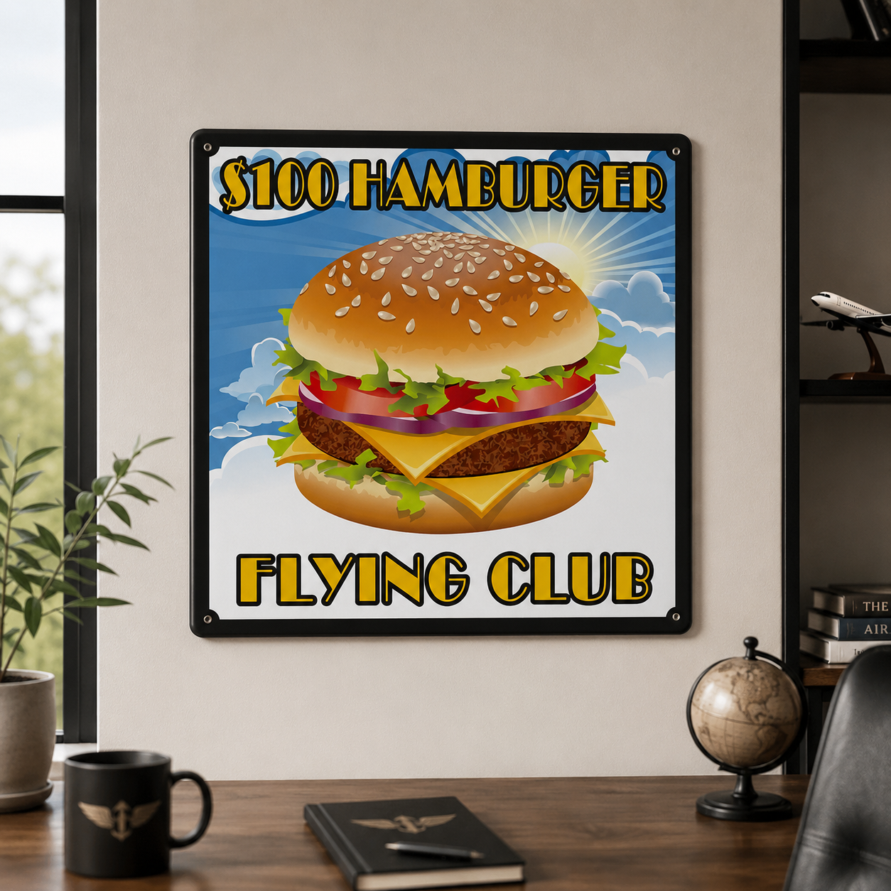 $100 burger aviation sign