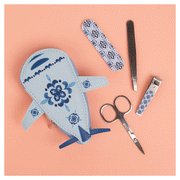 Airplane Manicure Set � Travel Nail Care Kit in Faux Leather Pouch image 0