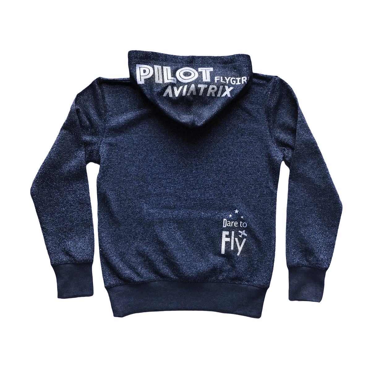 8% Women�s Aviation Hoodie | Black or Navy with Silver Glitter image 2