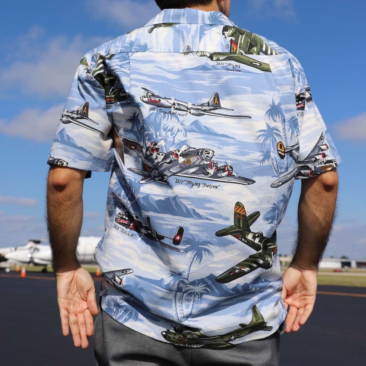 Lagoon Blue Airplanes Hawaiian Shirt image 1