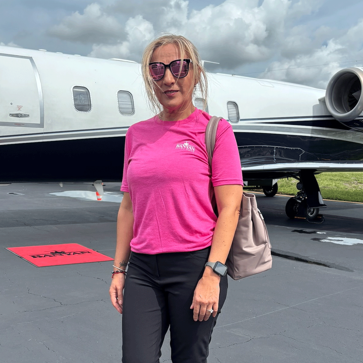 Banyan Pink T-Shirt with Blue Seaplane image 1