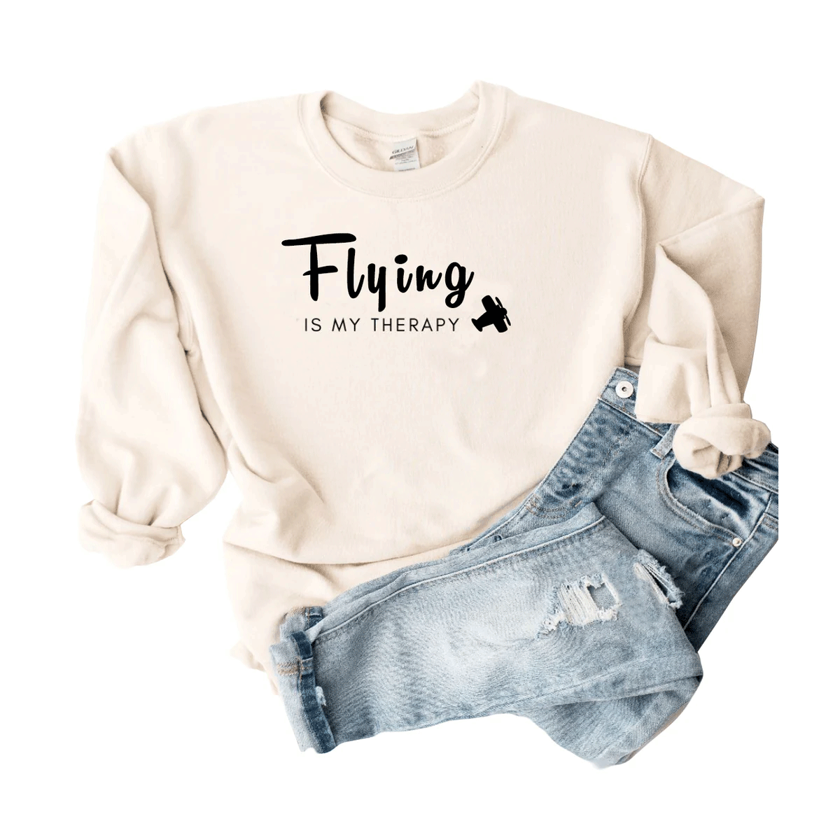 Dare to Fly Ecru Sweatshirt � Aviation Inspired Pullover image 0