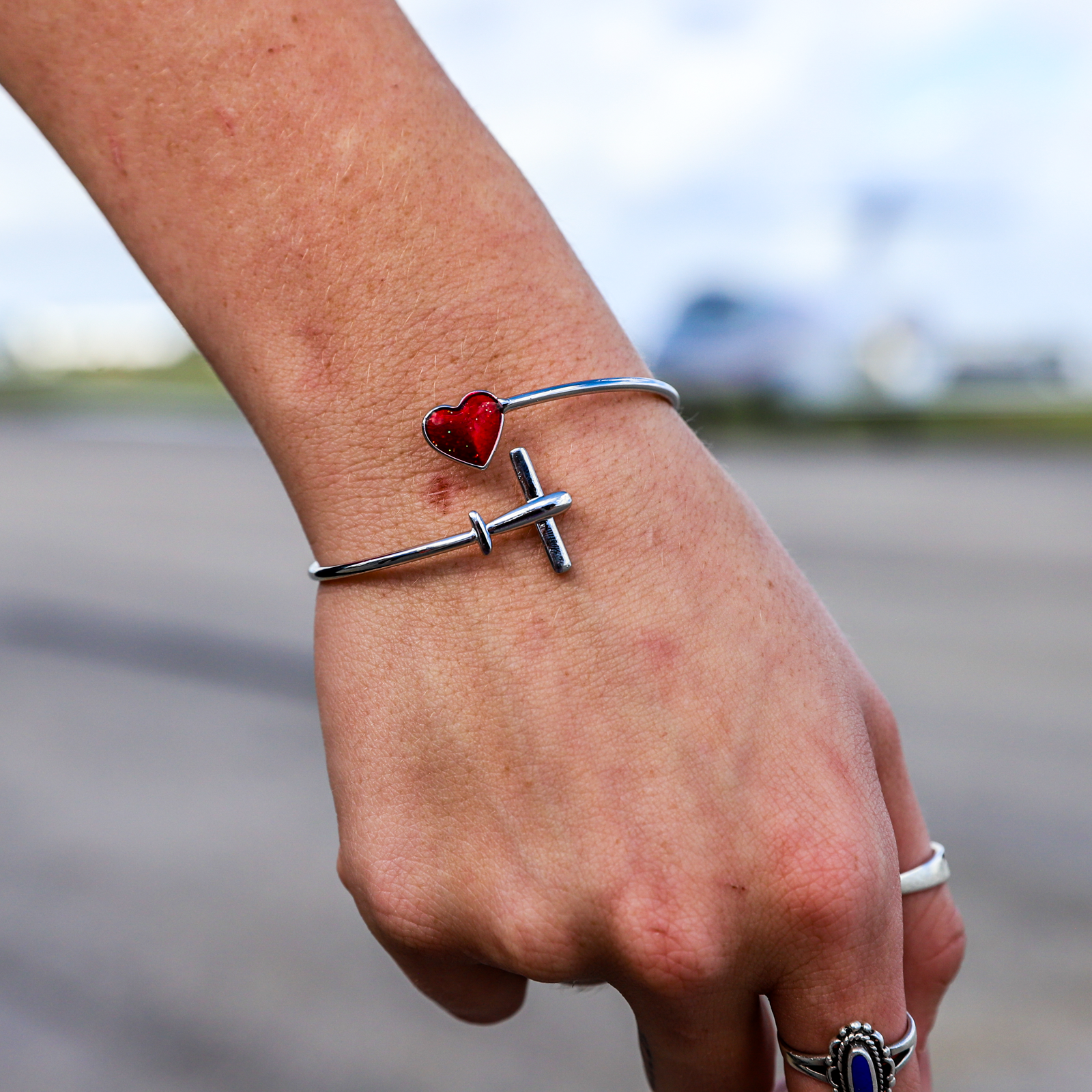 Airplane &amp; Heart Cuff image 0