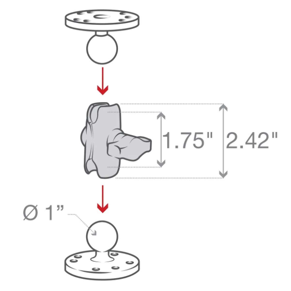 RAM� Double Socket Arm - B Size Short image 3
