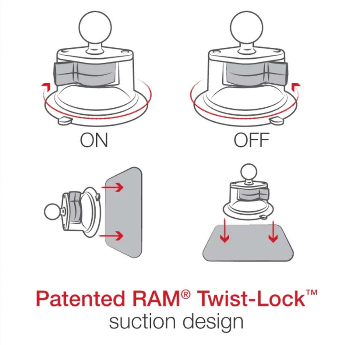 RAM� Twist-Lock� Suction Cup Double Ball Mount - Medium image 3