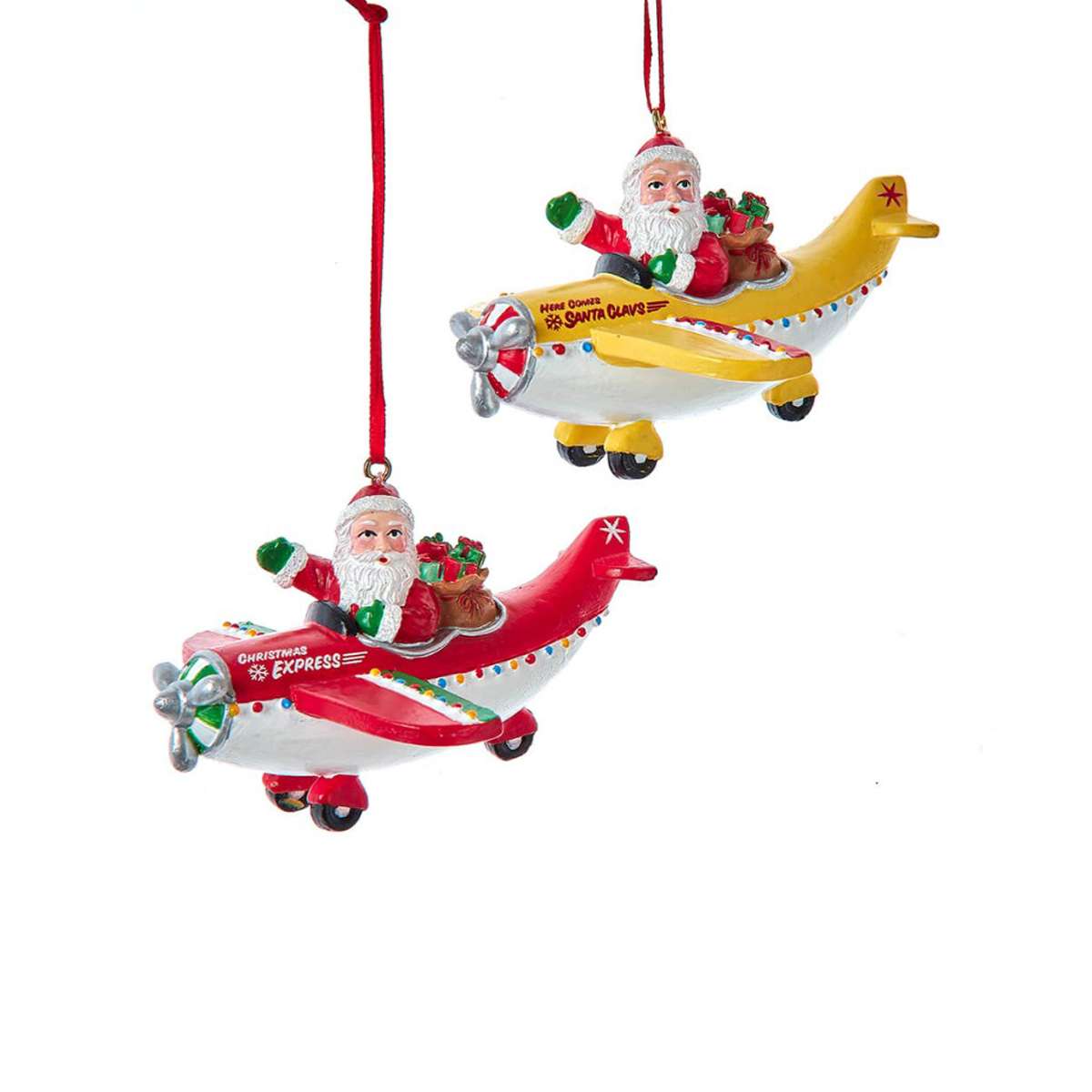Santa on an airplane ornament image 1