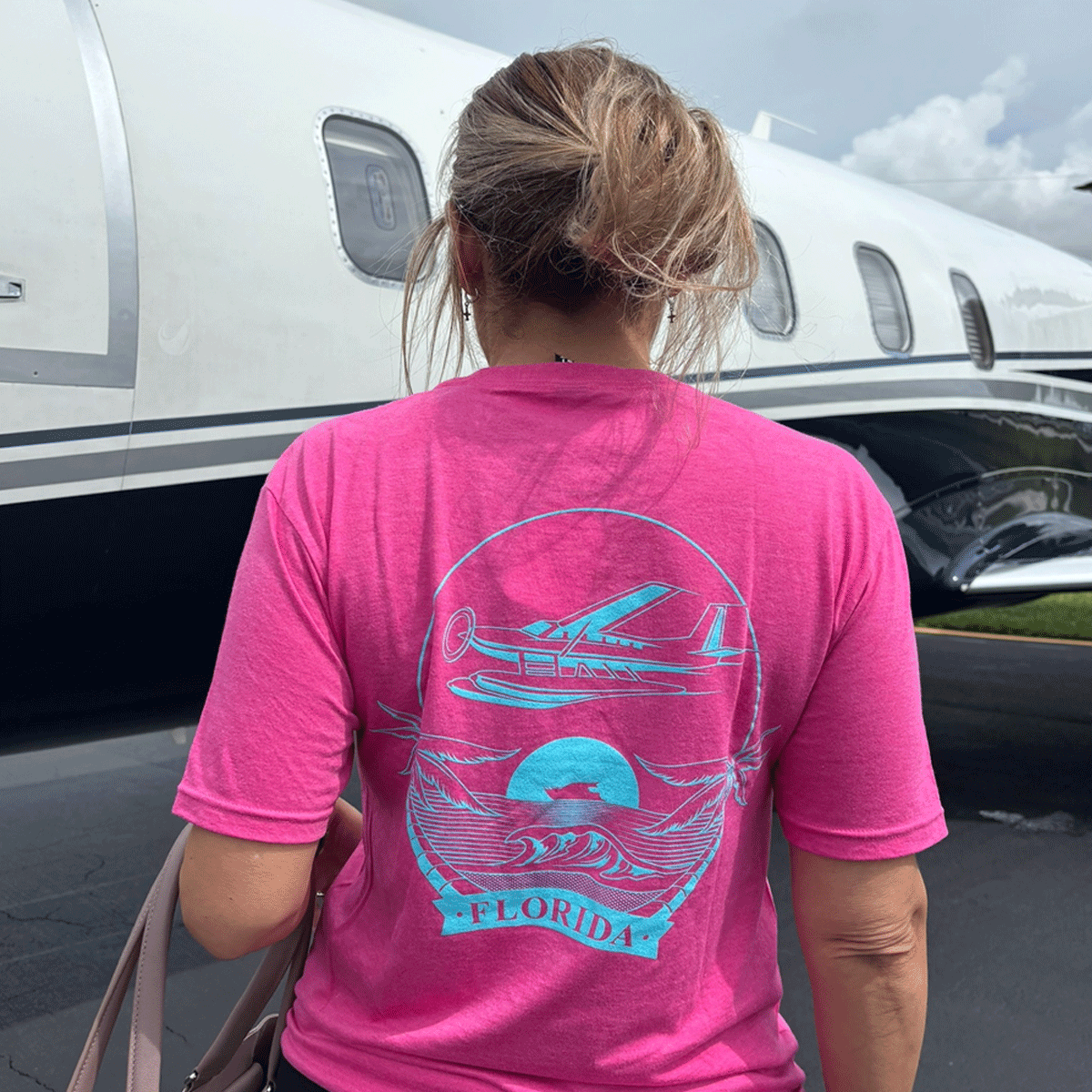 Banyan Pink T-Shirt with Blue Seaplane image 0