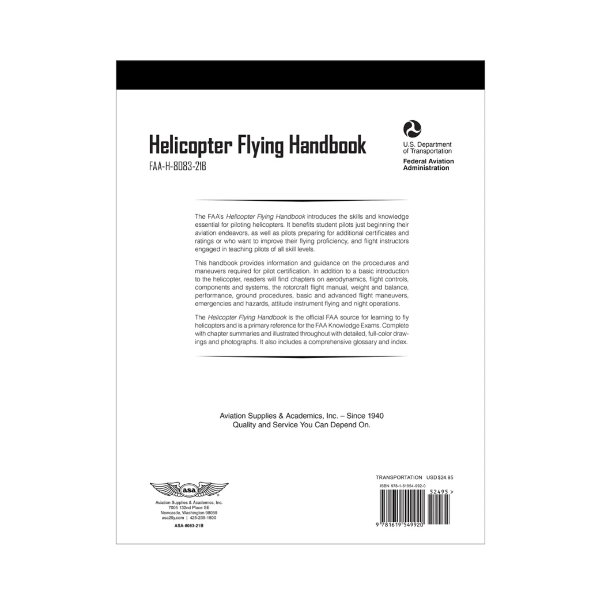  ASA Helicopter Flying Handbook back cover