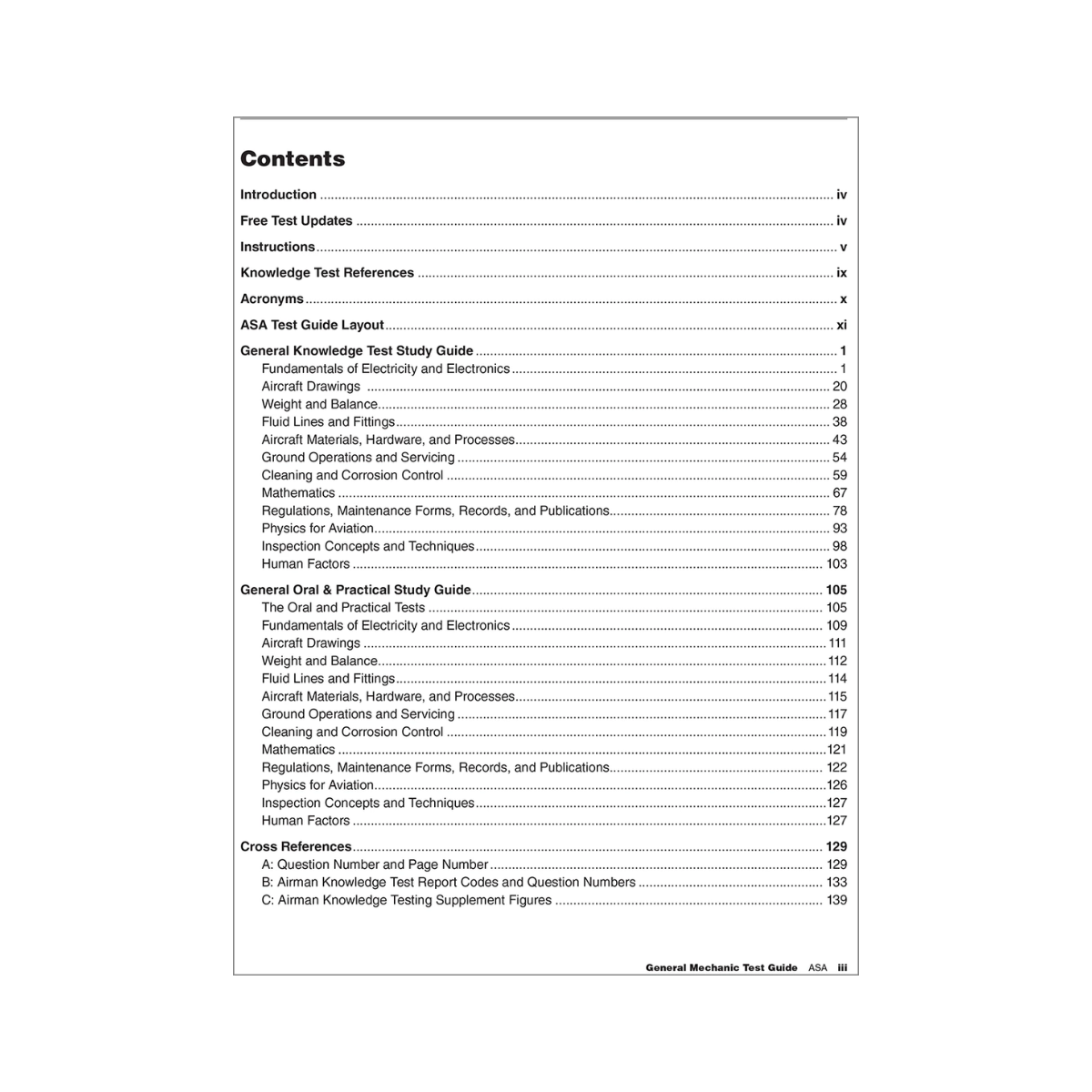 2027 ASA General Test Guide | FAA Mechanic Prep contents