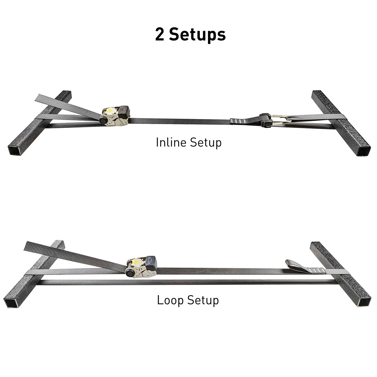 Camjack hooklock ratchet strap system setups