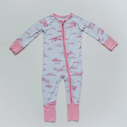 Pink aviation zippered romper