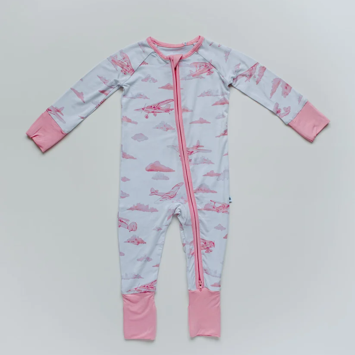 Pink aviation zippered romper