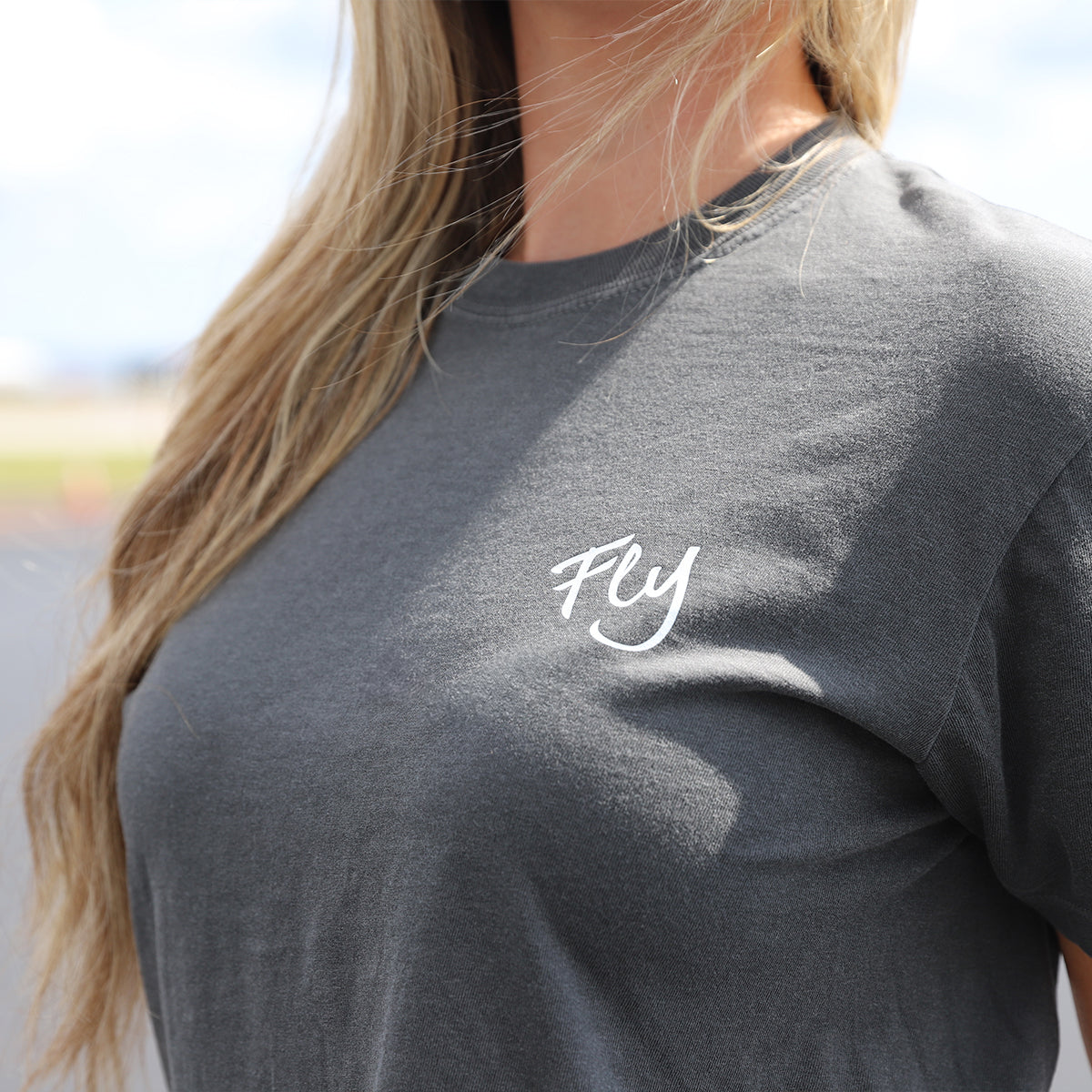DTF Fly Logo on Black crop top 