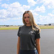 Dare To Fly black crop top tee