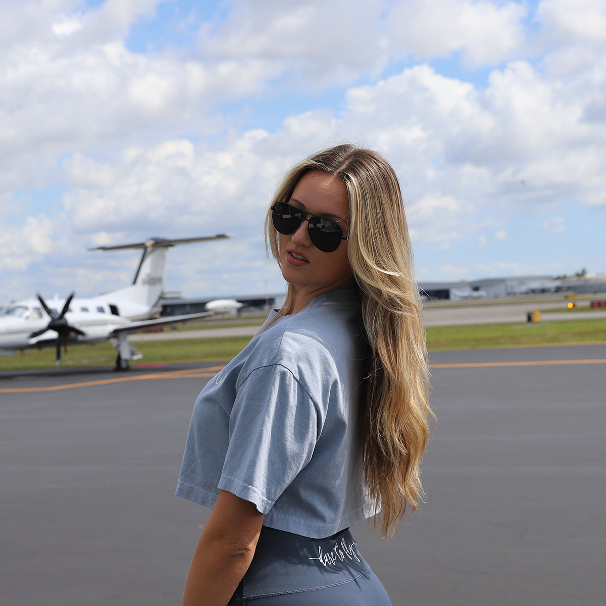 Dare To Fly Blue Crop Top Side