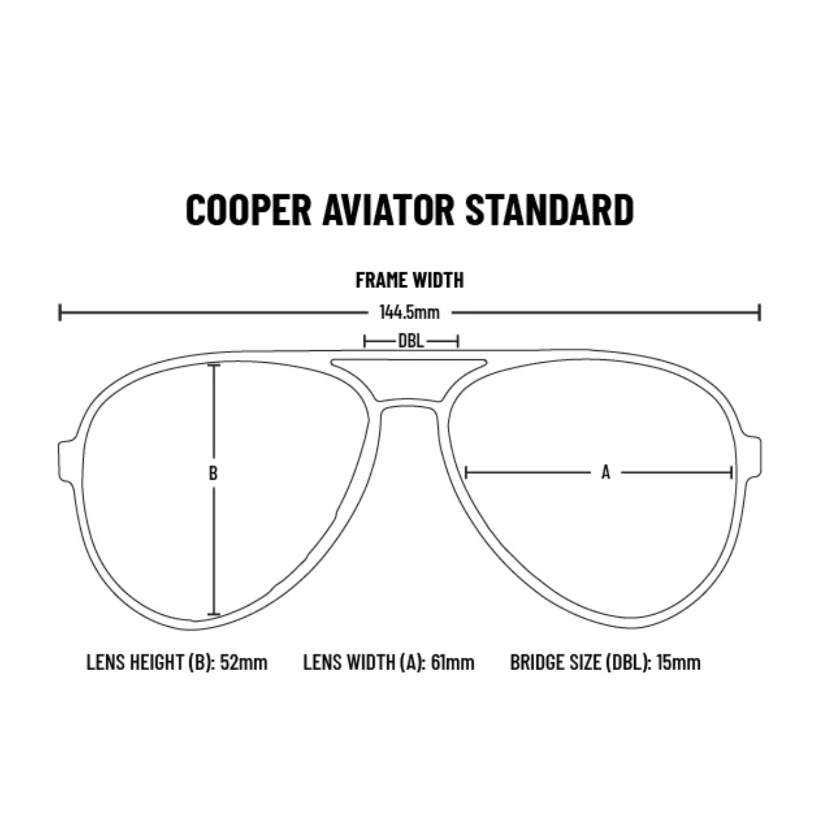 Cooper aviator sunglasses standard size 
