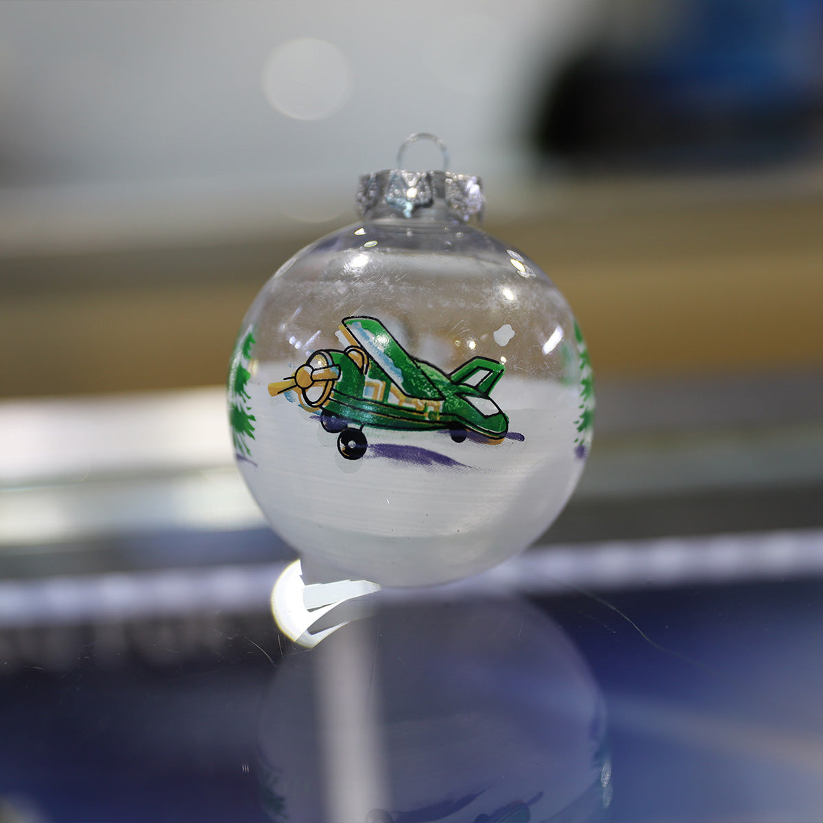 Transparent Plane and Snowman Ornament