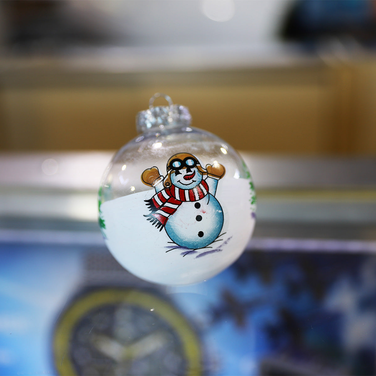 Transparent Plane and Snowman Ornament