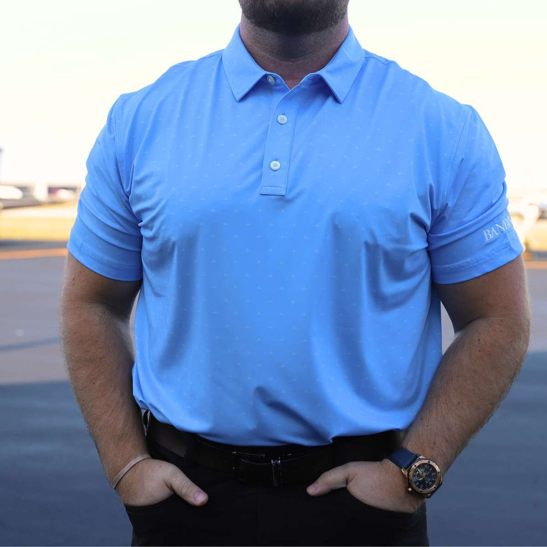 Banyan Light Blue with Planes Polo image 0