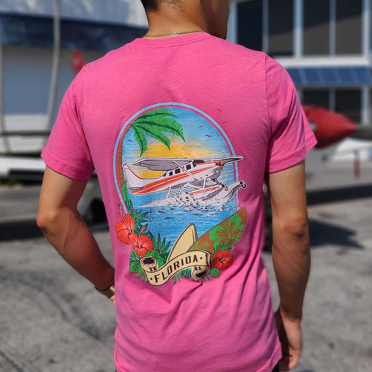 Hibiscus Seaplane (back) T-Shirt image 1
