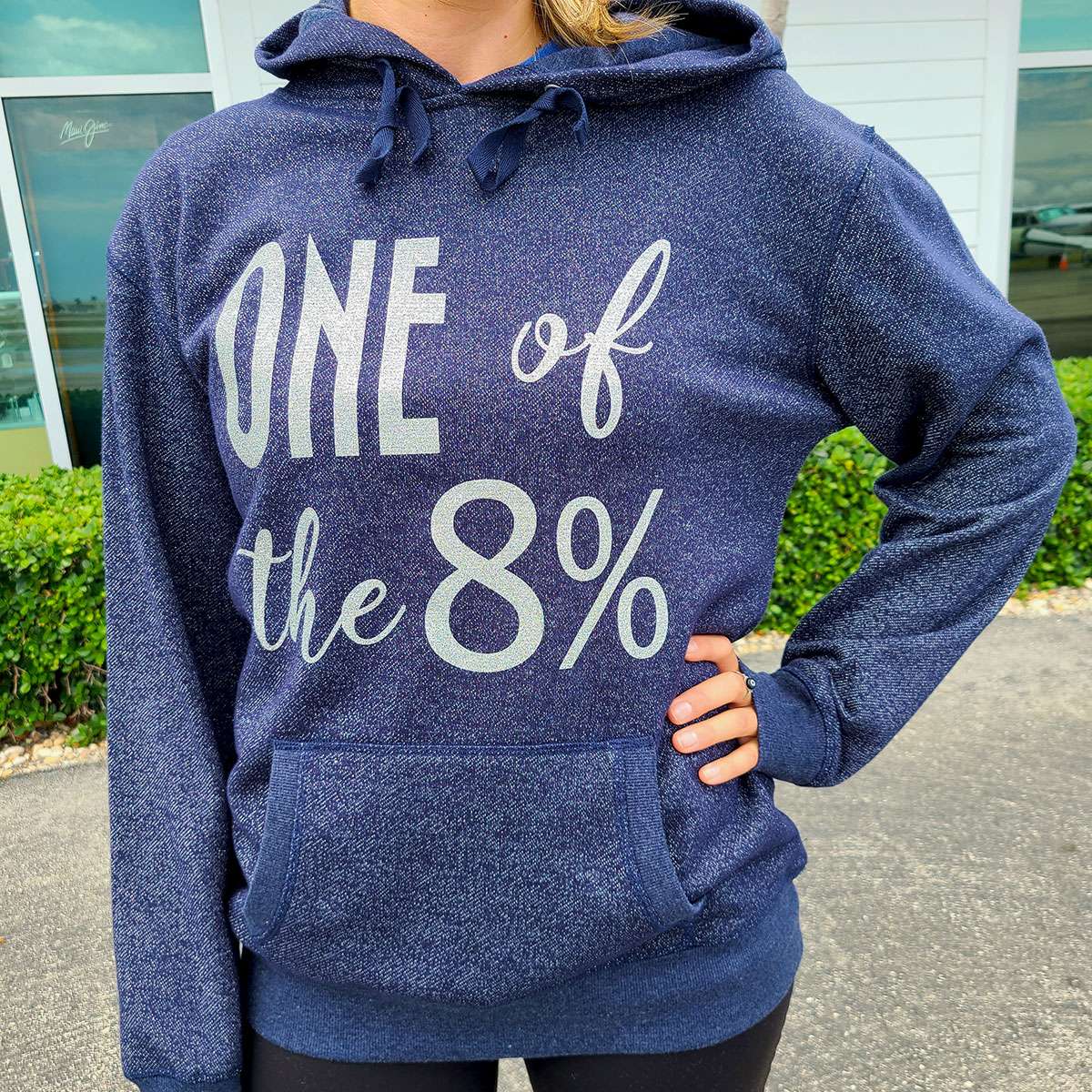 8% Women�s Aviation Hoodie | Black or Navy with Silver Glitter image 4