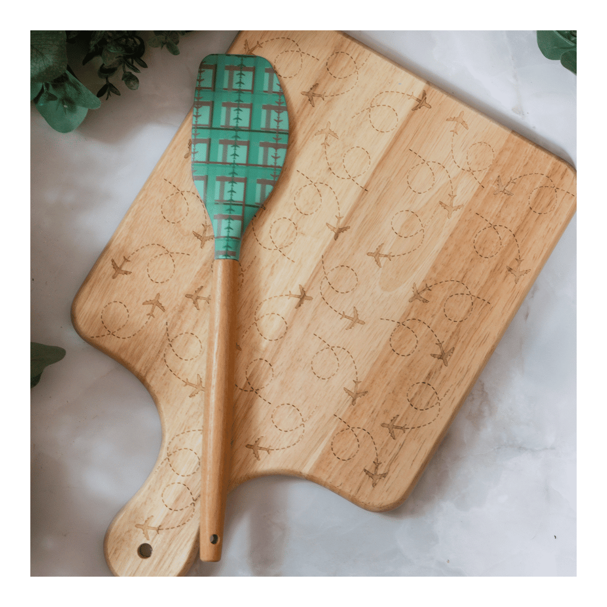Airplane Spatula � Wood Handle & Silicone Plaid Design image 0