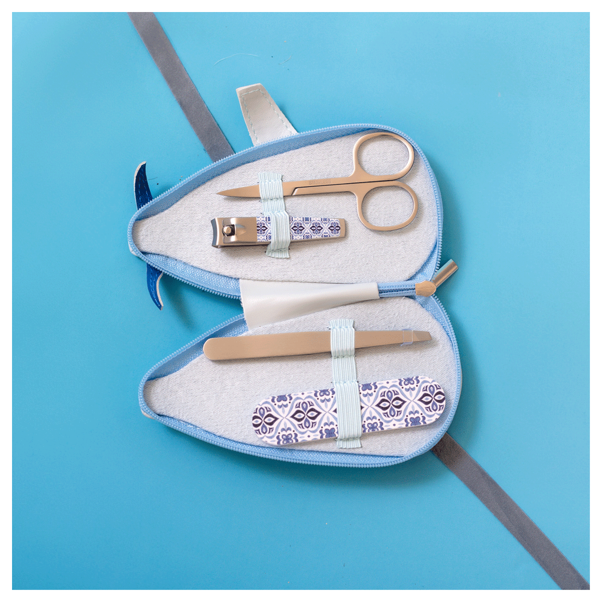 Airplane Manicure Set � Travel Nail Care Kit in Faux Leather Pouch image 1