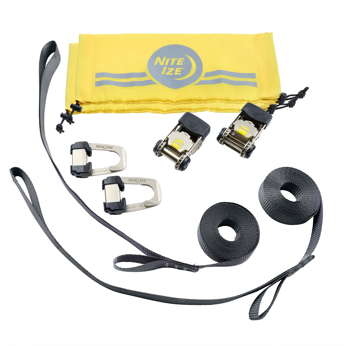 included with Camjack hooklock ratchet straps